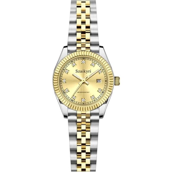 Women Silver Solid Stainless Steel Band Ladies Dress Watch Calendar Watch - Picture 1 of 9